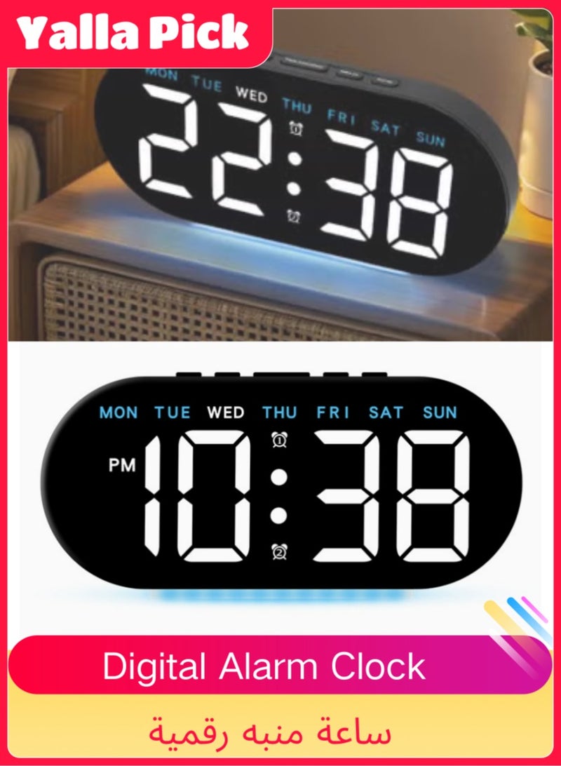 Yalla Pick Digital Alarm Clock with Ambient Light, Dual Alarms, Date Temperature Display, Adjustable Brightness, Portable Desktop Alarm Clock for Bedroom, Office, Living Room - Image 1